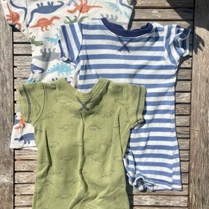 3 pack 100% Organic Cotton Touched by Nature Dinosaurs boys shorts onsies